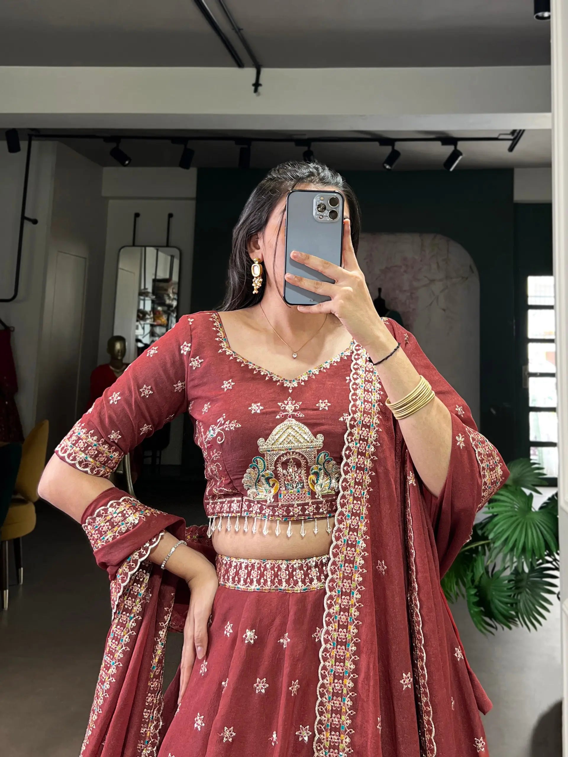 Chocolate Crush Embroidered Lehenga Choli for Wedding & Festive Wear