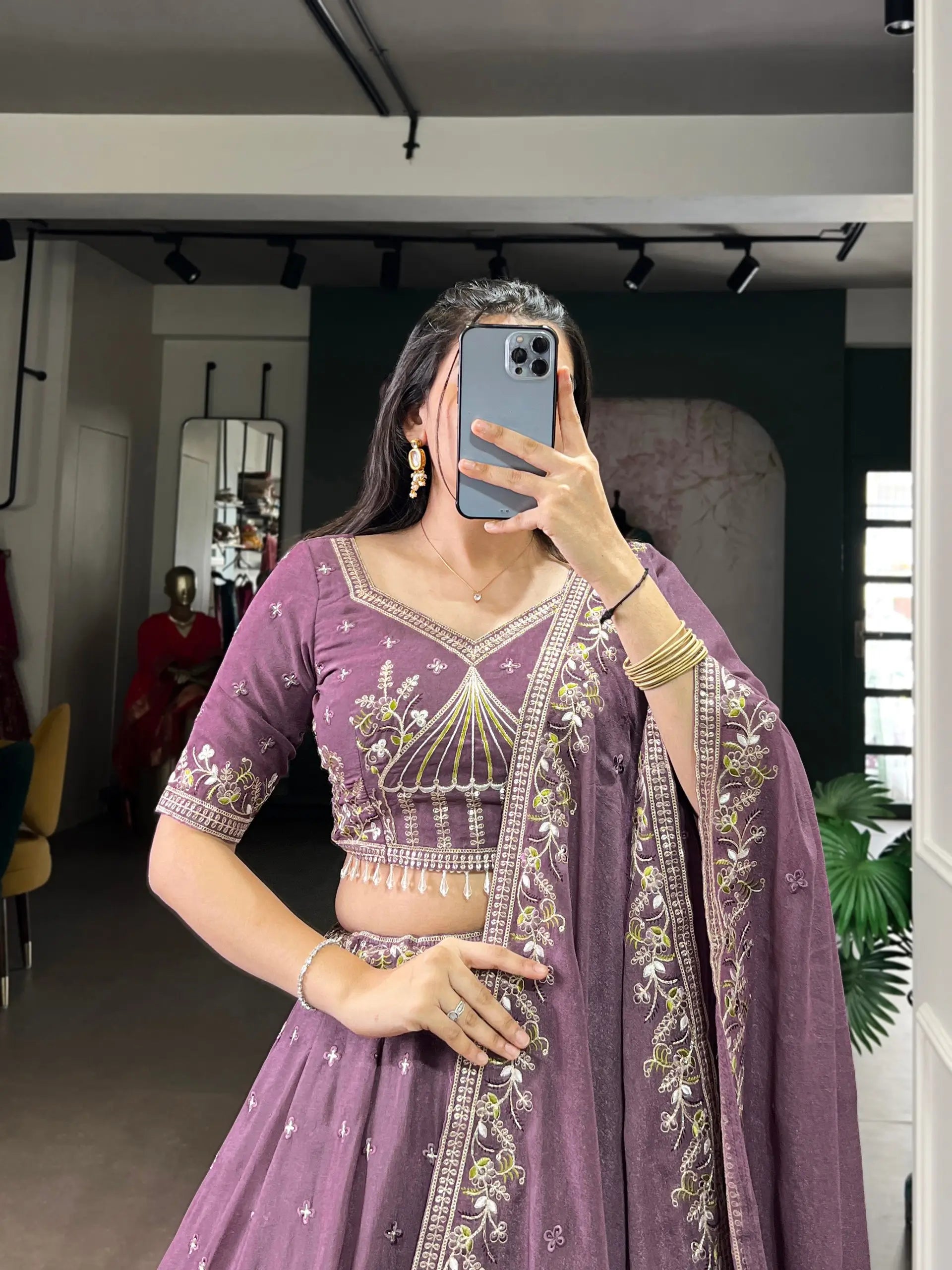 Chocolate Crush Embroidered Lehenga Choli for Wedding & Festive Wear
