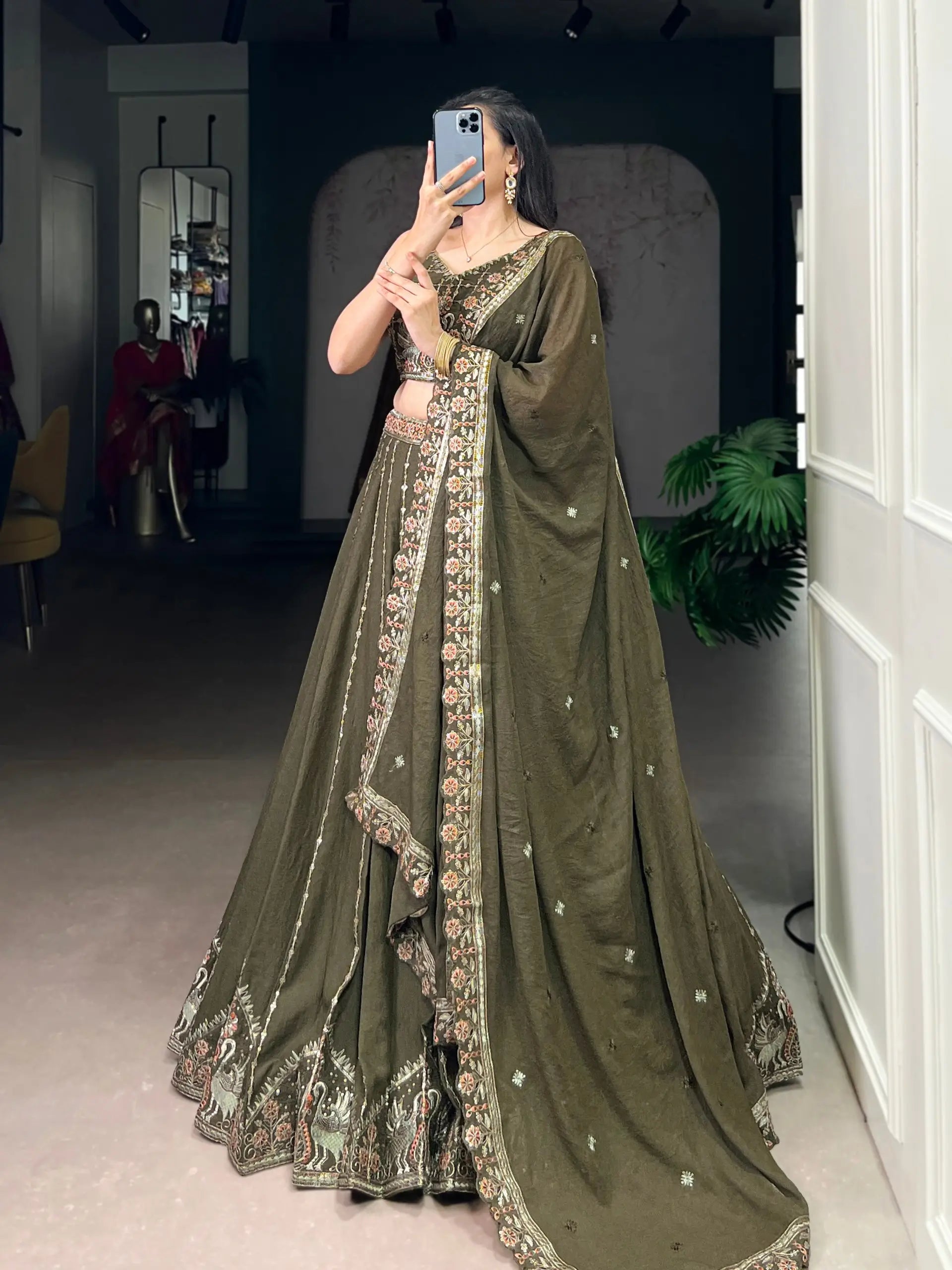 Chocolate Crush Embroidered Lehenga Choli for Wedding & Festive Wear