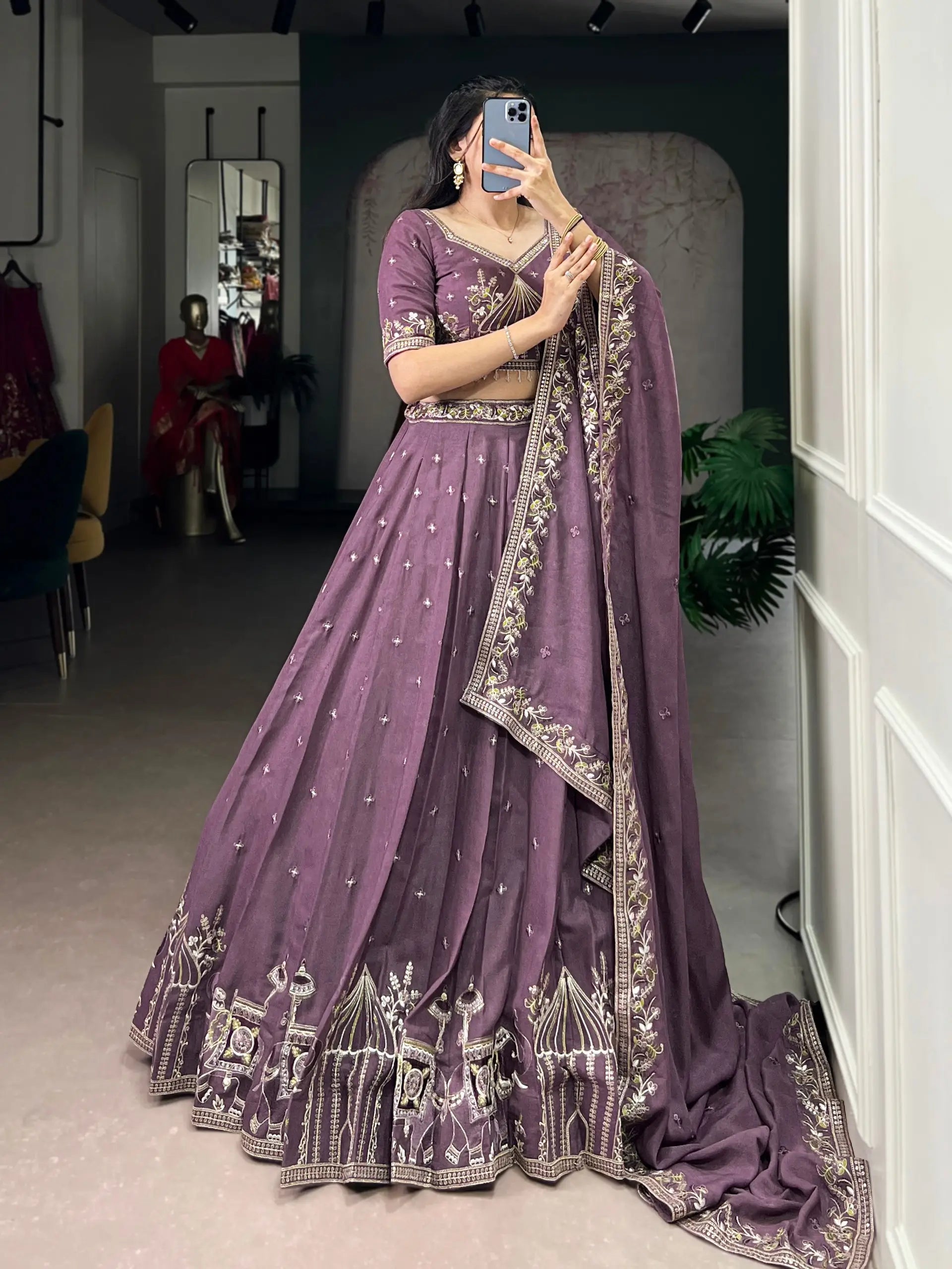 Chocolate Crush Embroidered Lehenga Choli for Wedding & Festive Wear