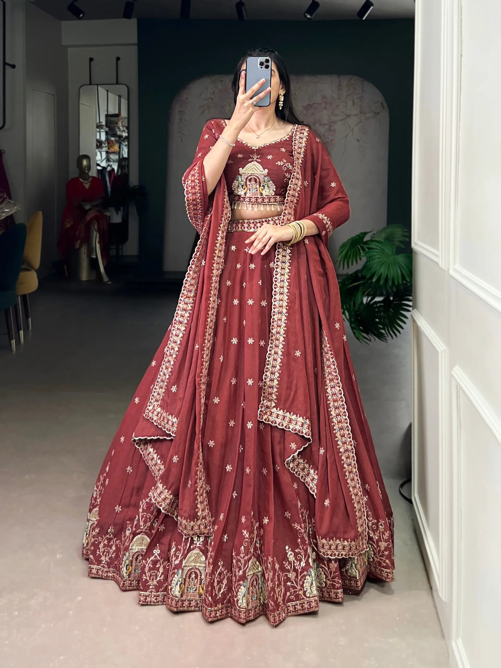 Chocolate Crush Embroidered Lehenga Choli for Wedding & Festive Wear