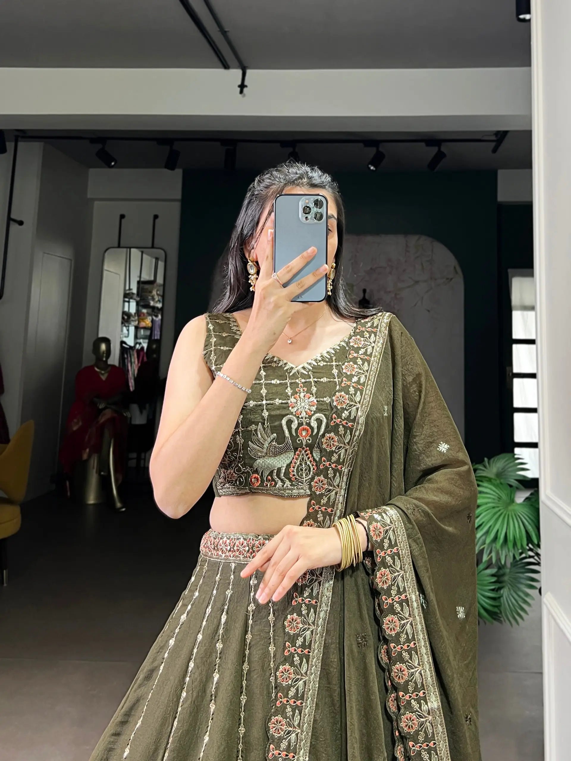 Chocolate Crush Embroidered Lehenga Choli for Wedding & Festive Wear