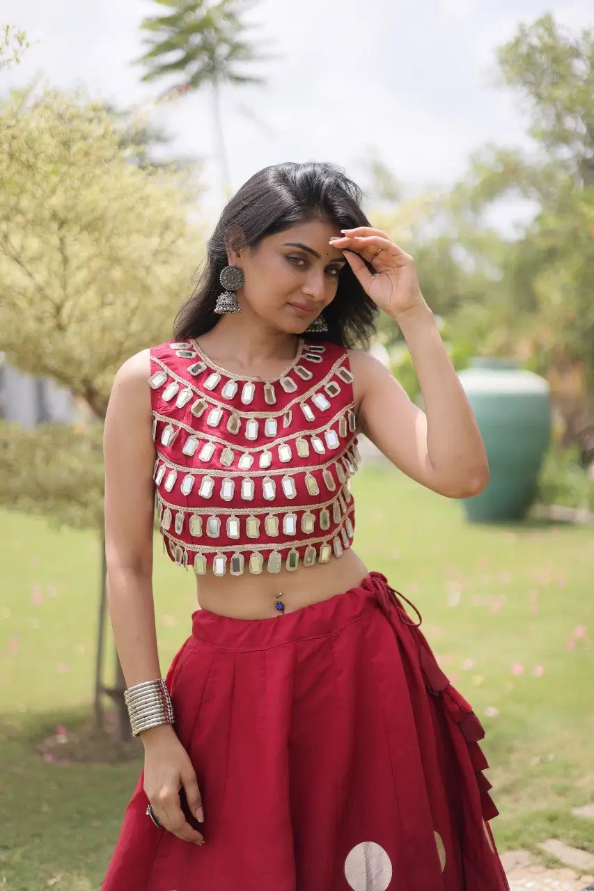 Circle Gota Mirror Lehenga Set