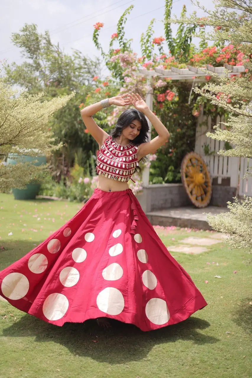 Circle Gota Mirror Lehenga Set