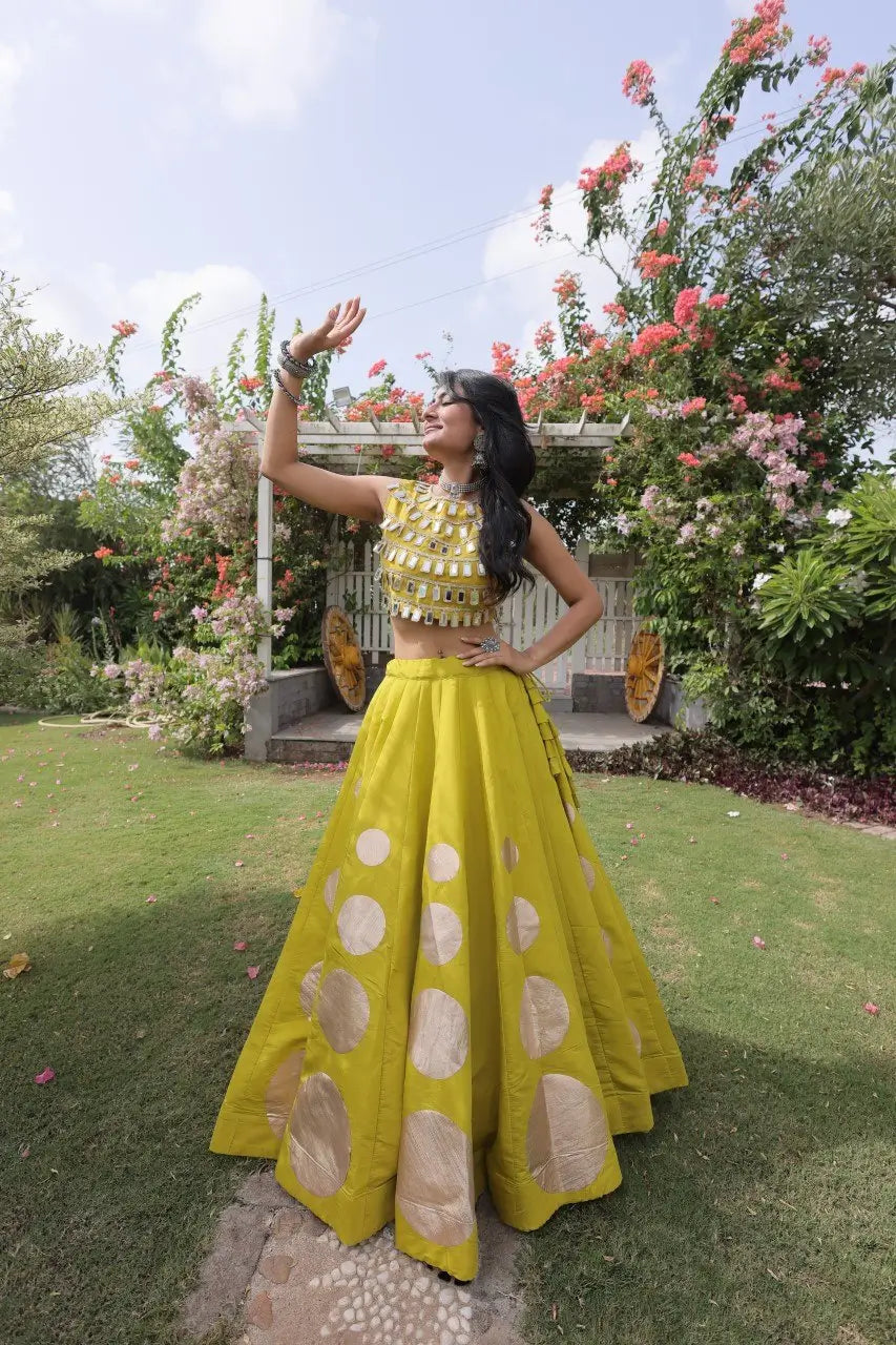 Circle Gota Mirror Lehenga Set