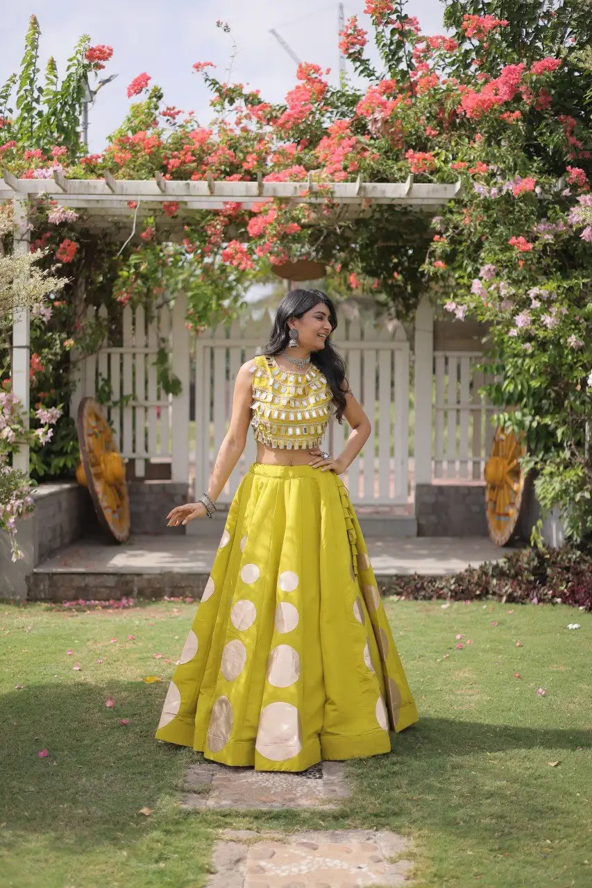 Circle Gota Mirror Lehenga Set