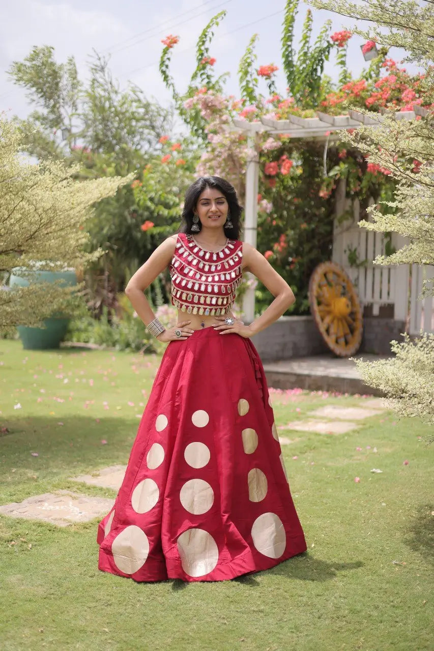 Circle Gota Mirror Lehenga Set