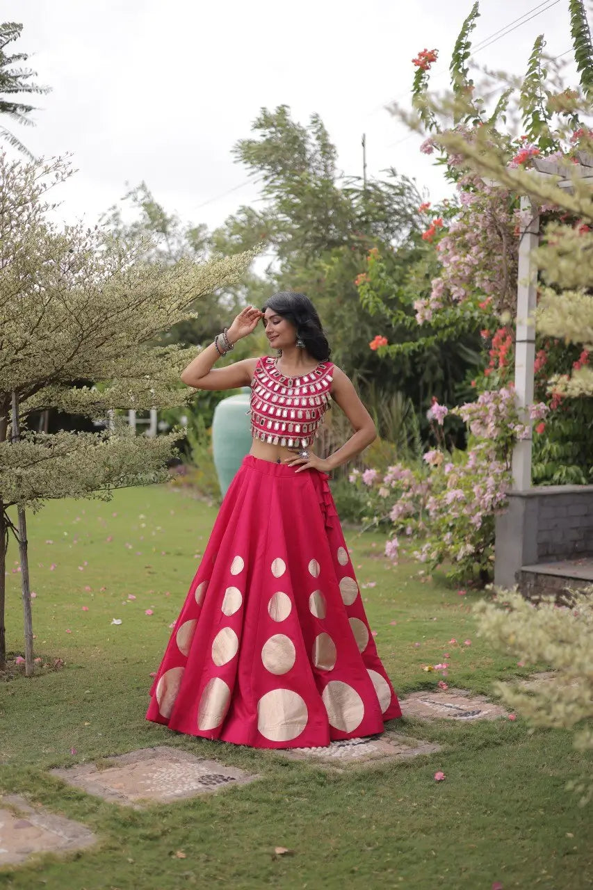 Circle Gota Mirror Lehenga Set