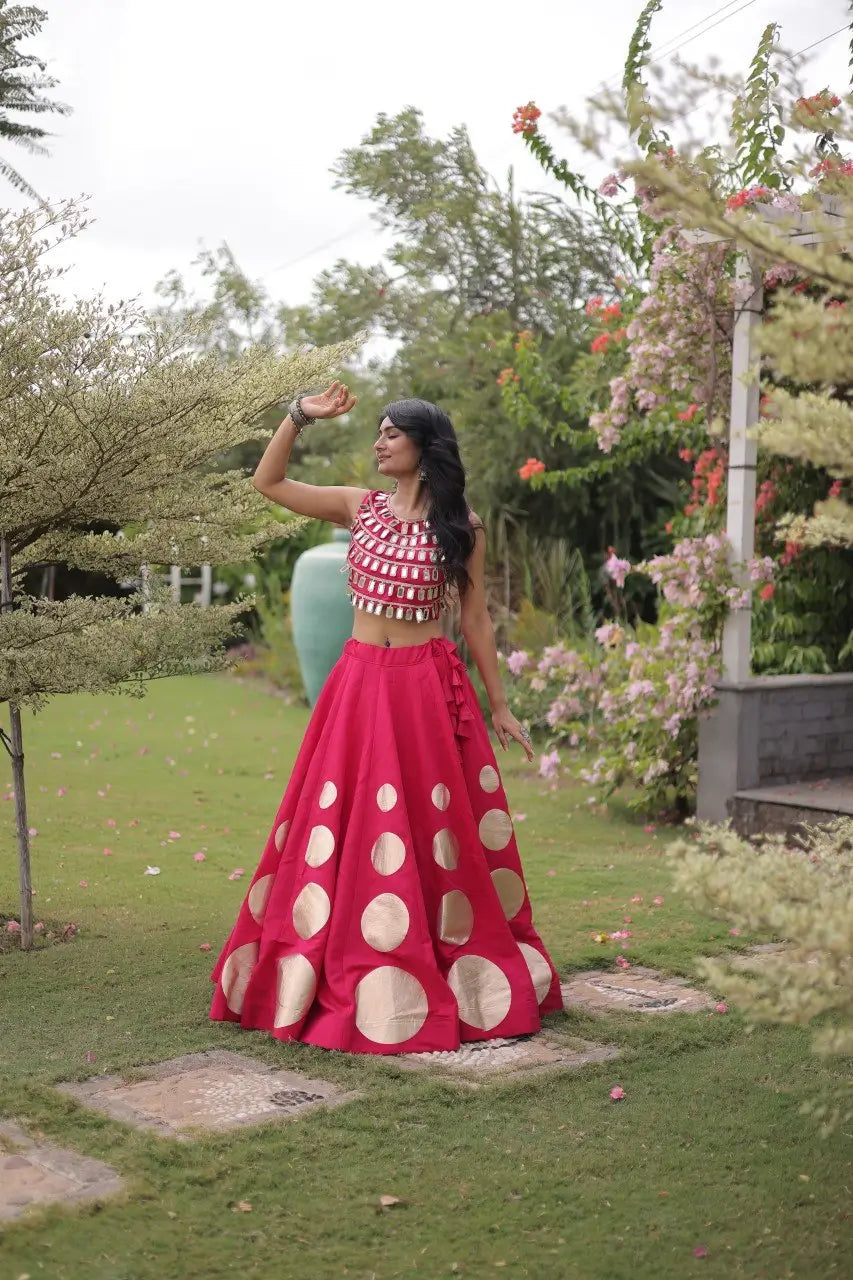 Circle Gota Mirror Lehenga Set