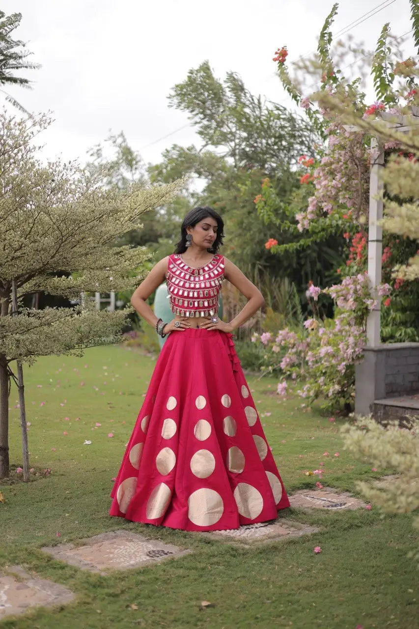 Circle Gota Mirror Lehenga Set