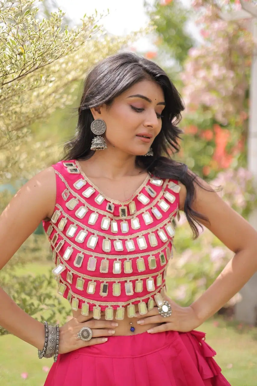 Circle Gota Mirror Lehenga Set