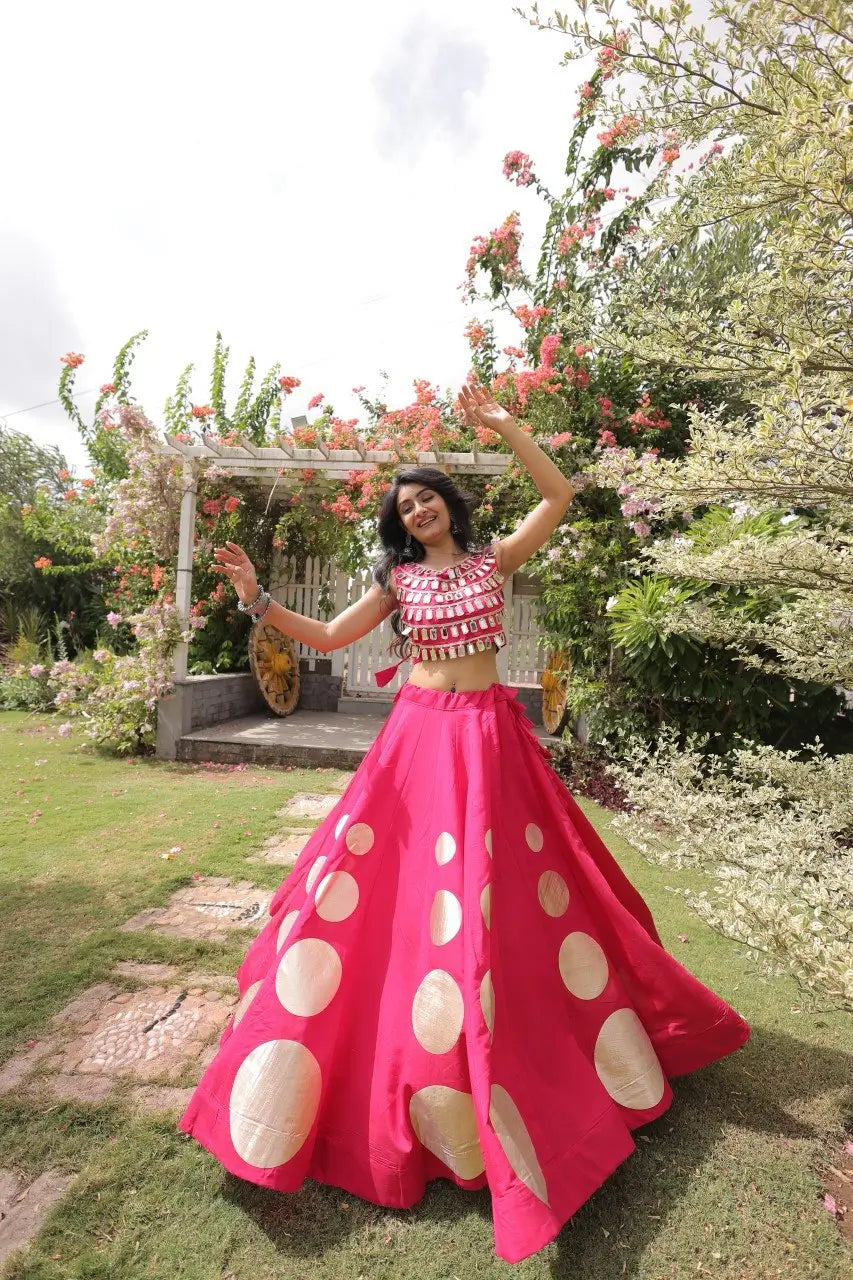 Circle Gota Mirror Lehenga Set