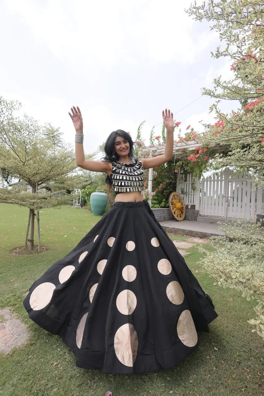 Circle Gota Mirror Lehenga Set
