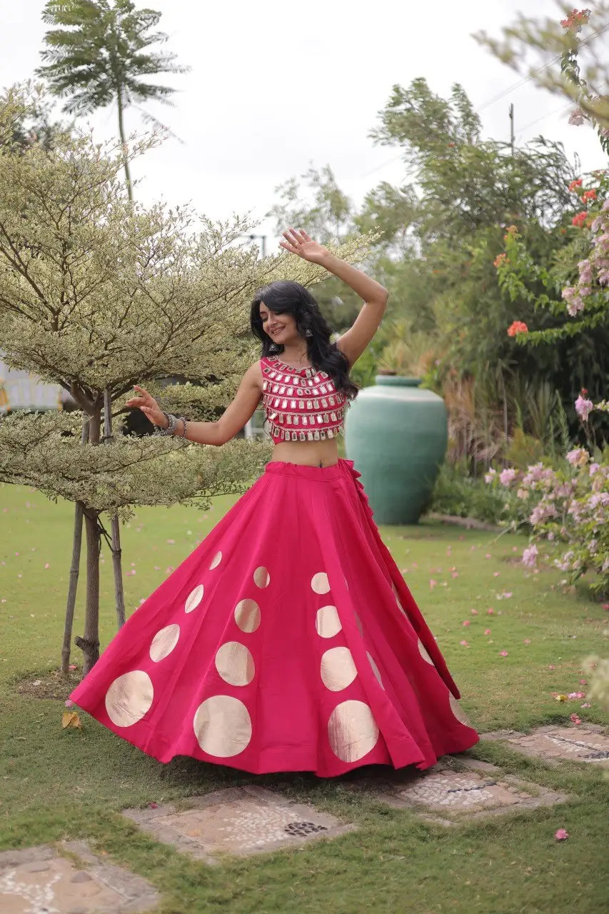 Circle Gota Mirror Lehenga Set
