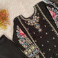 Classic Black Fox Georgette Sequins Embroidered Kurti Palazzo Set for Wedding & Festive Wear