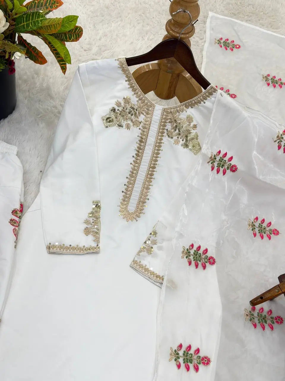 Classic Embroidered Silk Kurta Farshi Set for Festive and Traditional Wear