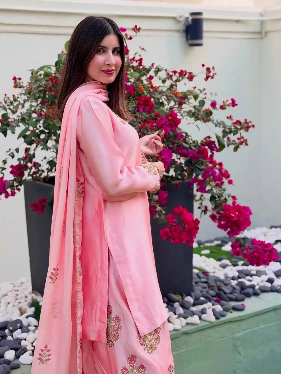 Classic Embroidered Silk Kurta Farshi Set for Festive and Traditional Wear