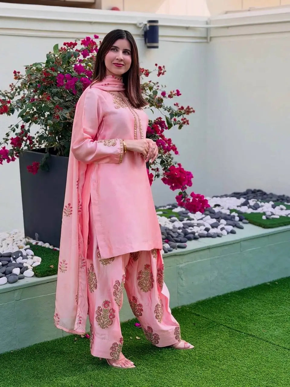 Classic Embroidered Silk Kurta Farshi Set for Festive and Traditional Wear