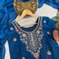 Cobalt Fendi Silk Zari Embroidery Kurta Set