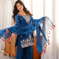 Cobalt Fendi Silk Zari Embroidery Kurta Set