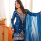 Cobalt Fendi Silk Zari Embroidery Kurta Set