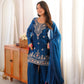 Cobalt Fendi Silk Zari Embroidery Kurta Set