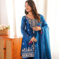 Cobalt Fendi Silk Zari Embroidery Kurta Set