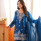Cobalt Fendi Silk Zari Embroidery Kurta Set