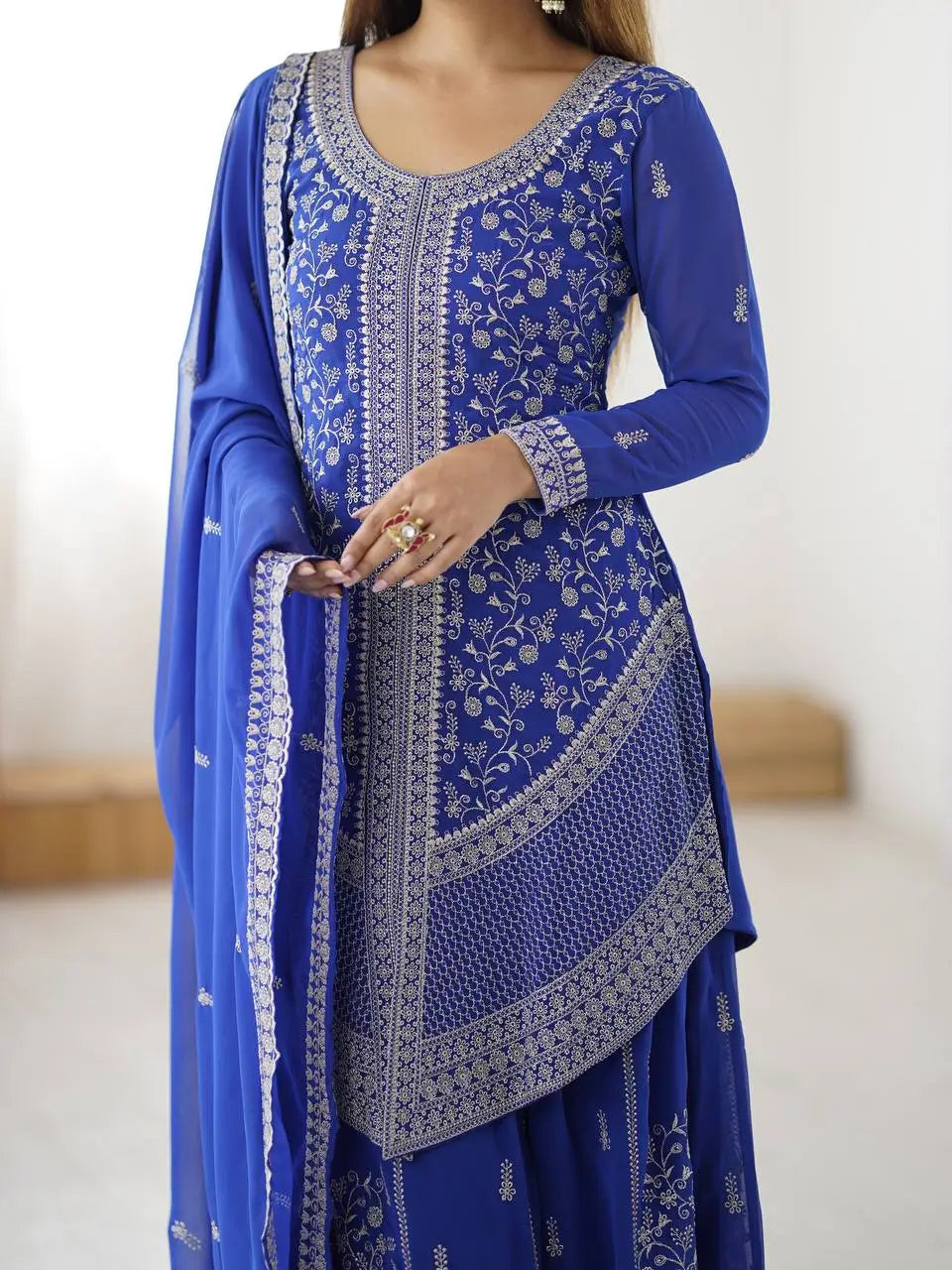 Cobalt Silver Sequin Sharara Set