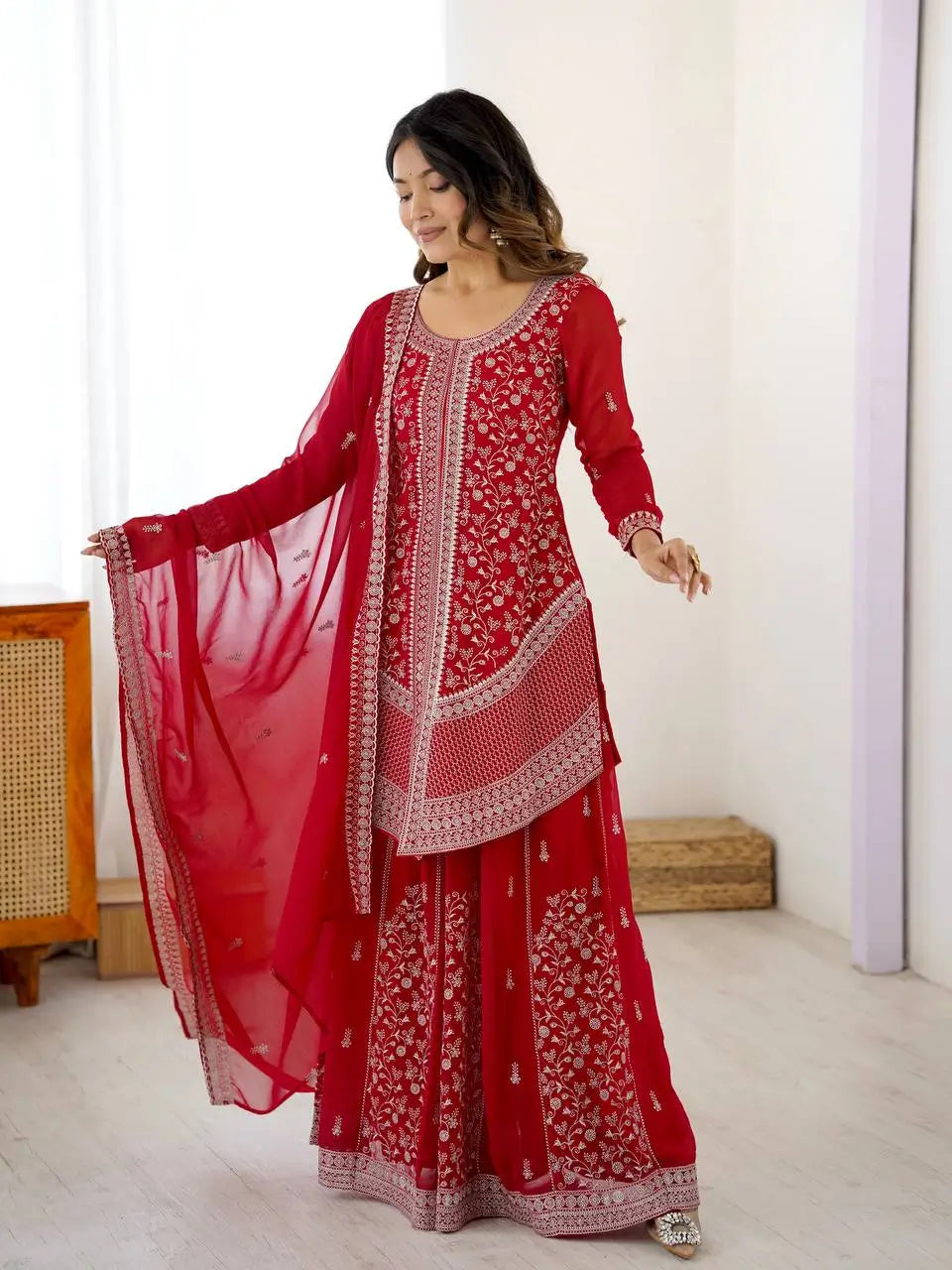 Cobalt Silver Sequin Sharara Set