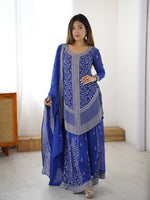 Cobalt Silver Sequin Sharara Set