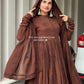 Cocoa Roman Silk Anarkali Gown with Dupatta