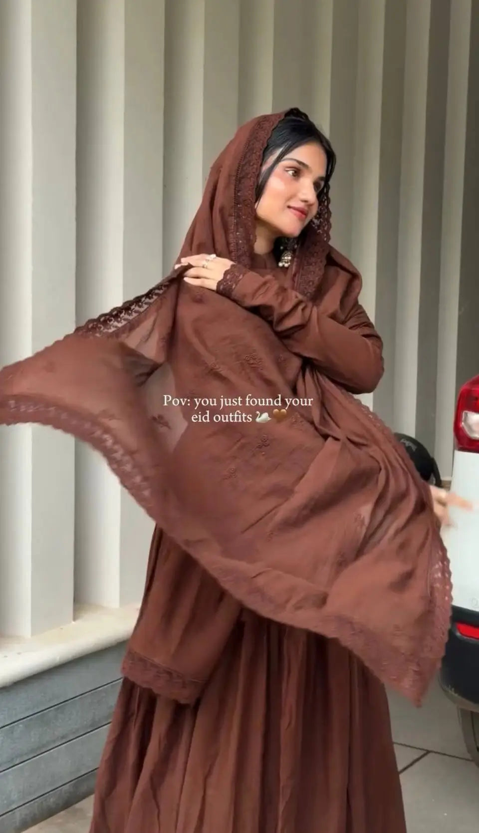 Cocoa Roman Silk Anarkali Gown with Dupatta
