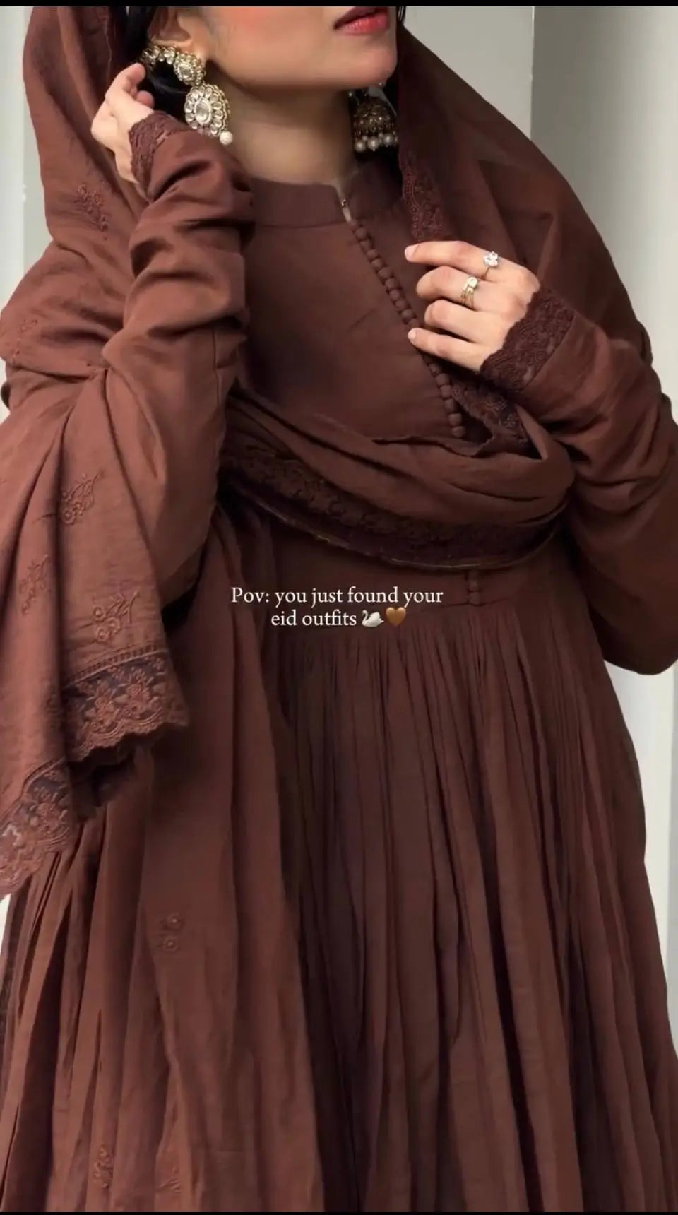 Cocoa Roman Silk Anarkali Gown with Dupatta