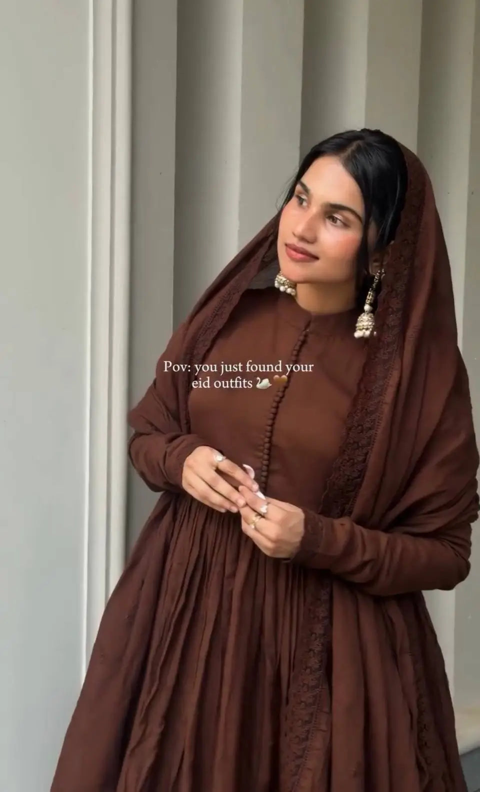 Cocoa Roman Silk Anarkali Gown with Dupatta