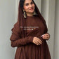 Cocoa Roman Silk Anarkali Gown with Dupatta