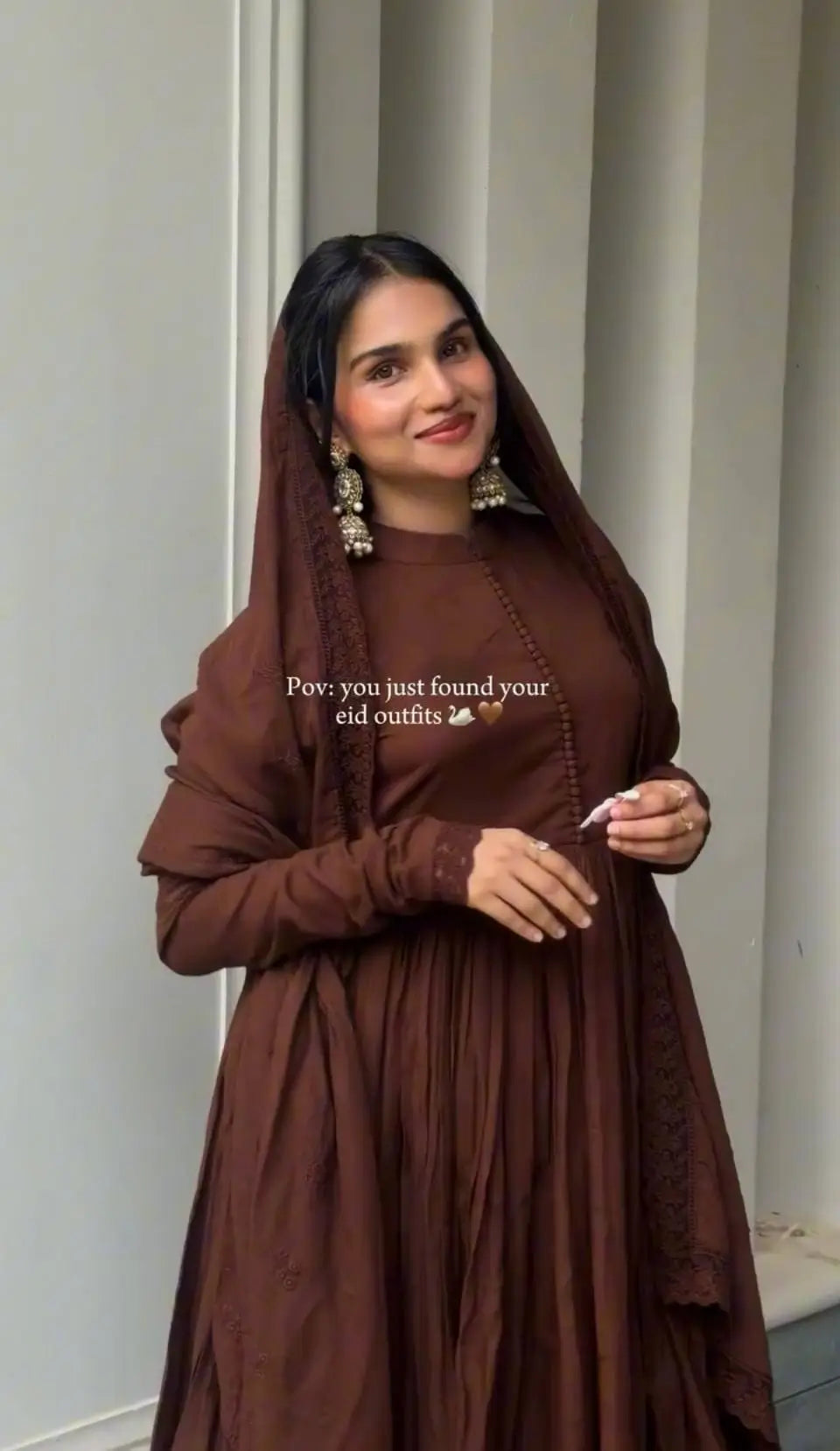 Cocoa Roman Silk Anarkali Gown with Dupatta