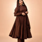 Cocoa Roman Silk Anarkali Gown with Dupatta