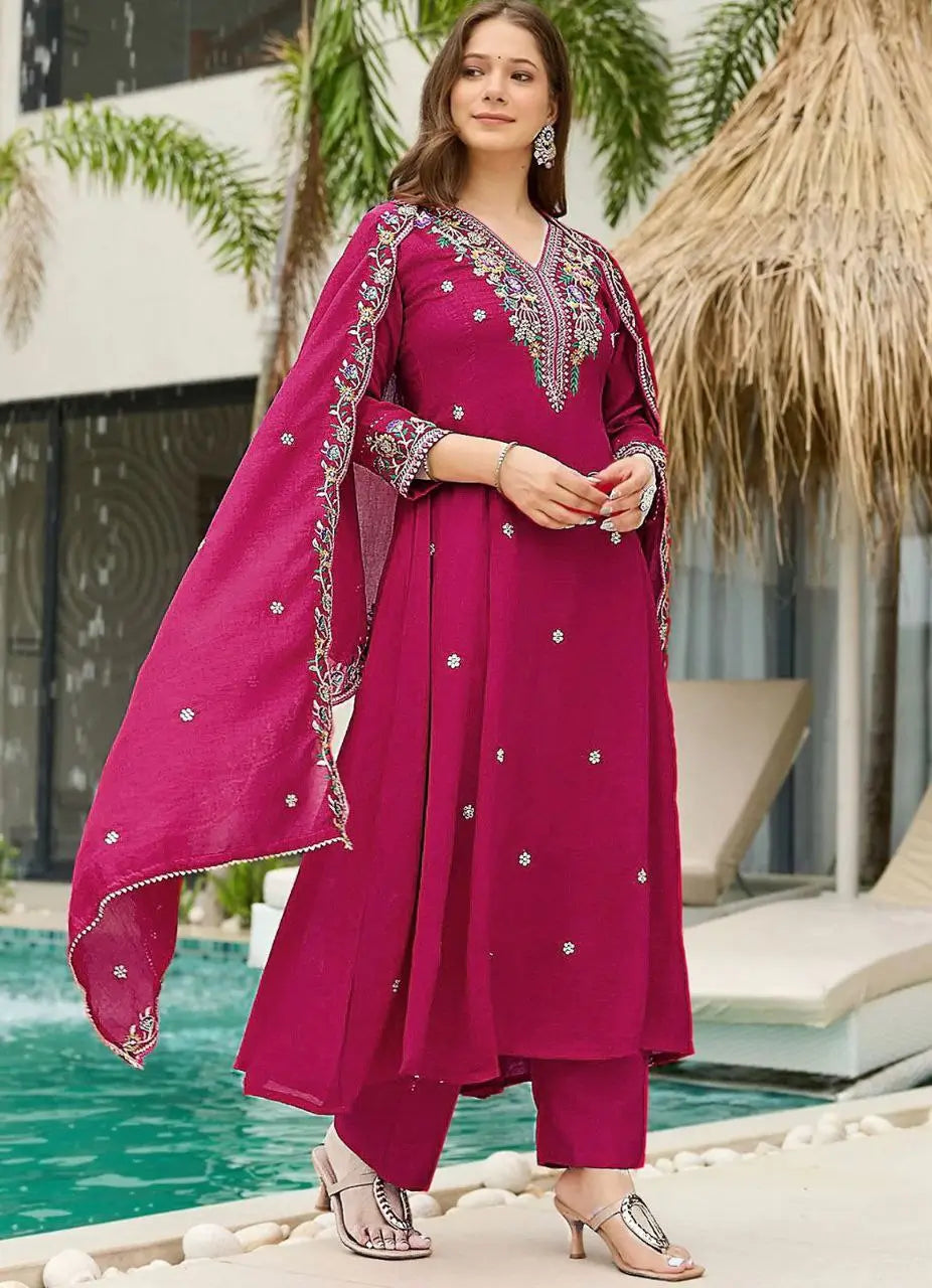 Contrast Cuff Anarkali Kurta