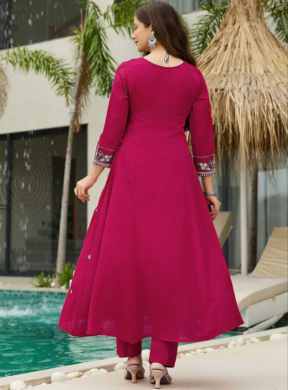 Contrast Cuff Anarkali Kurta