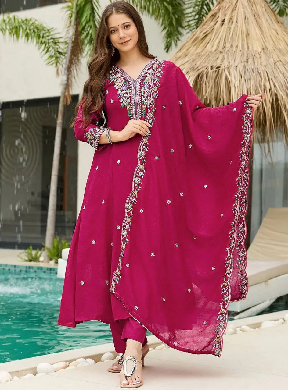 Contrast Cuff Anarkali Kurta