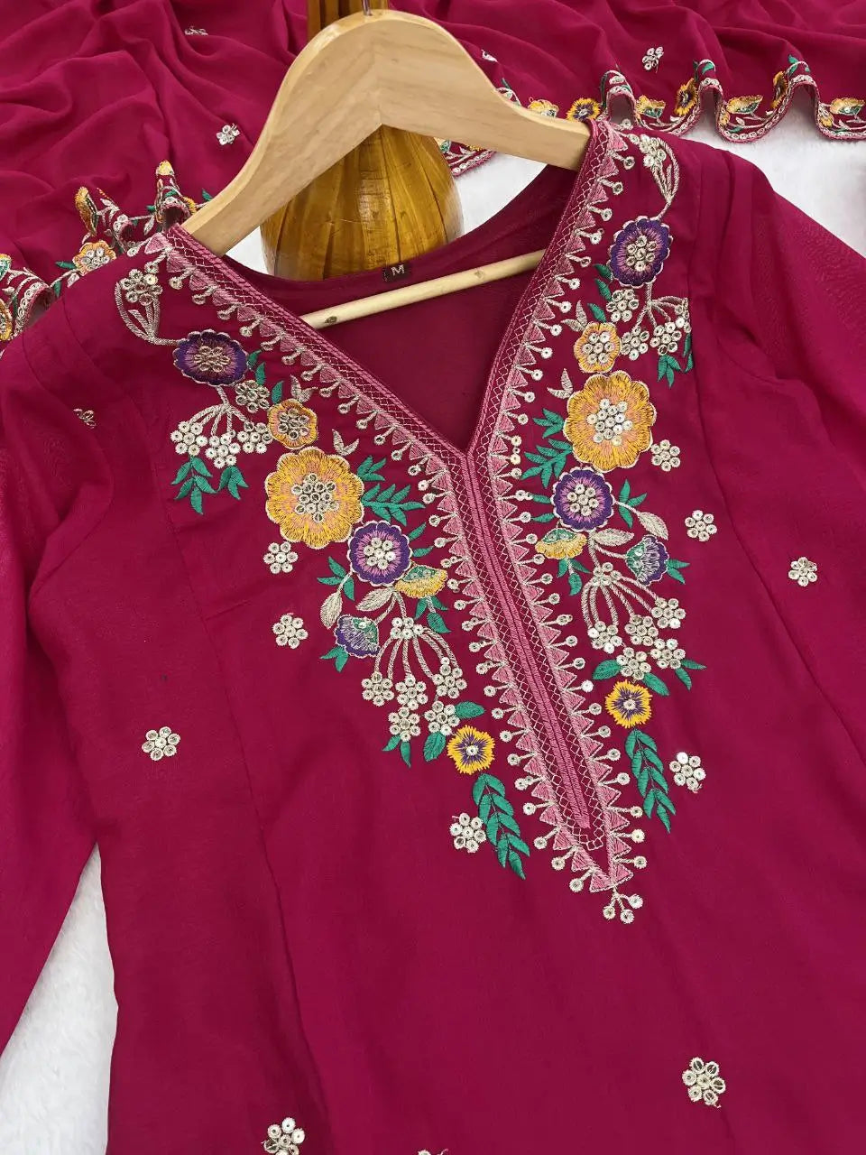 Contrast Cuff Anarkali Kurta