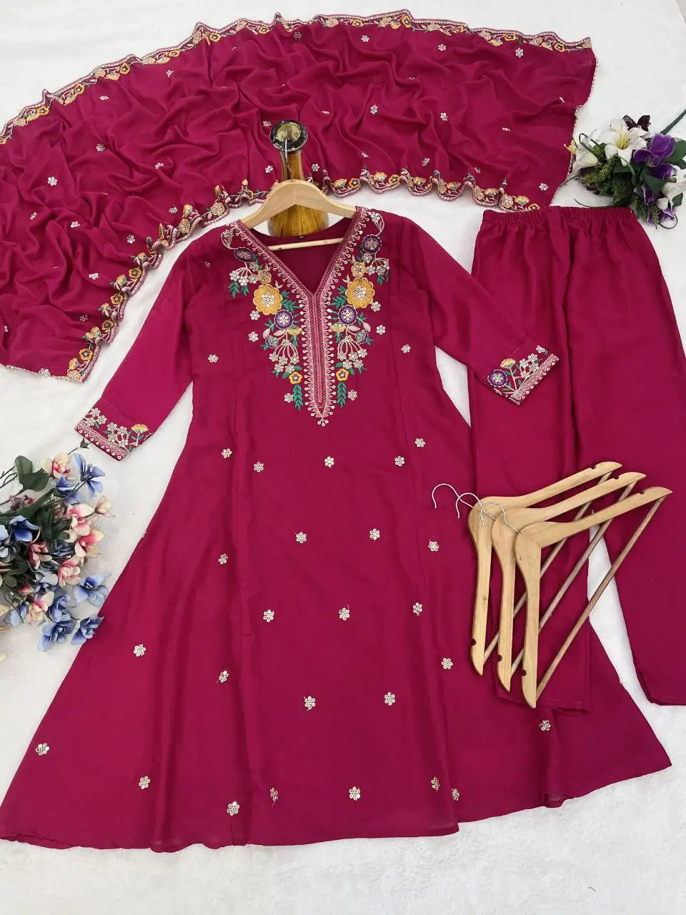 Contrast Cuff Anarkali Kurta