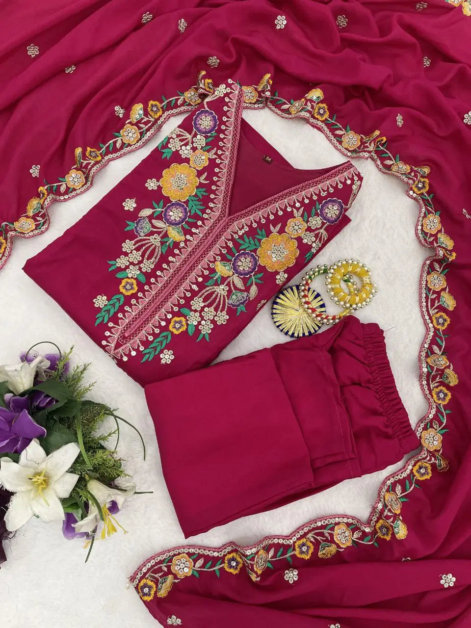 Contrast Cuff Anarkali Kurta