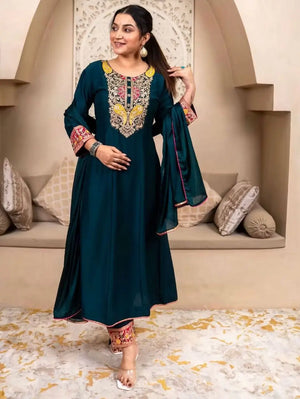 Contrast Cuff Anarkali Kurta
