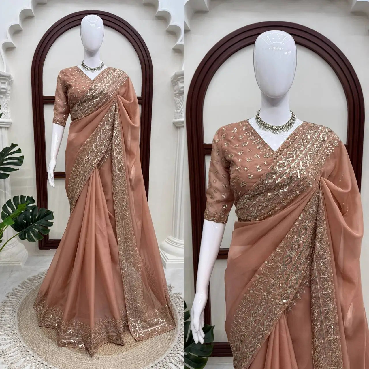 Copper Rose Tibby Saree and Blouse