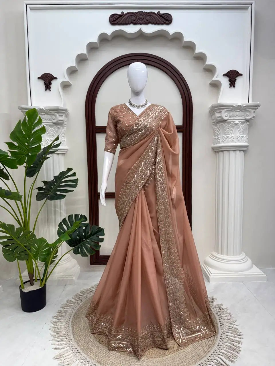 Copper Rose Tibby Saree and Blouse