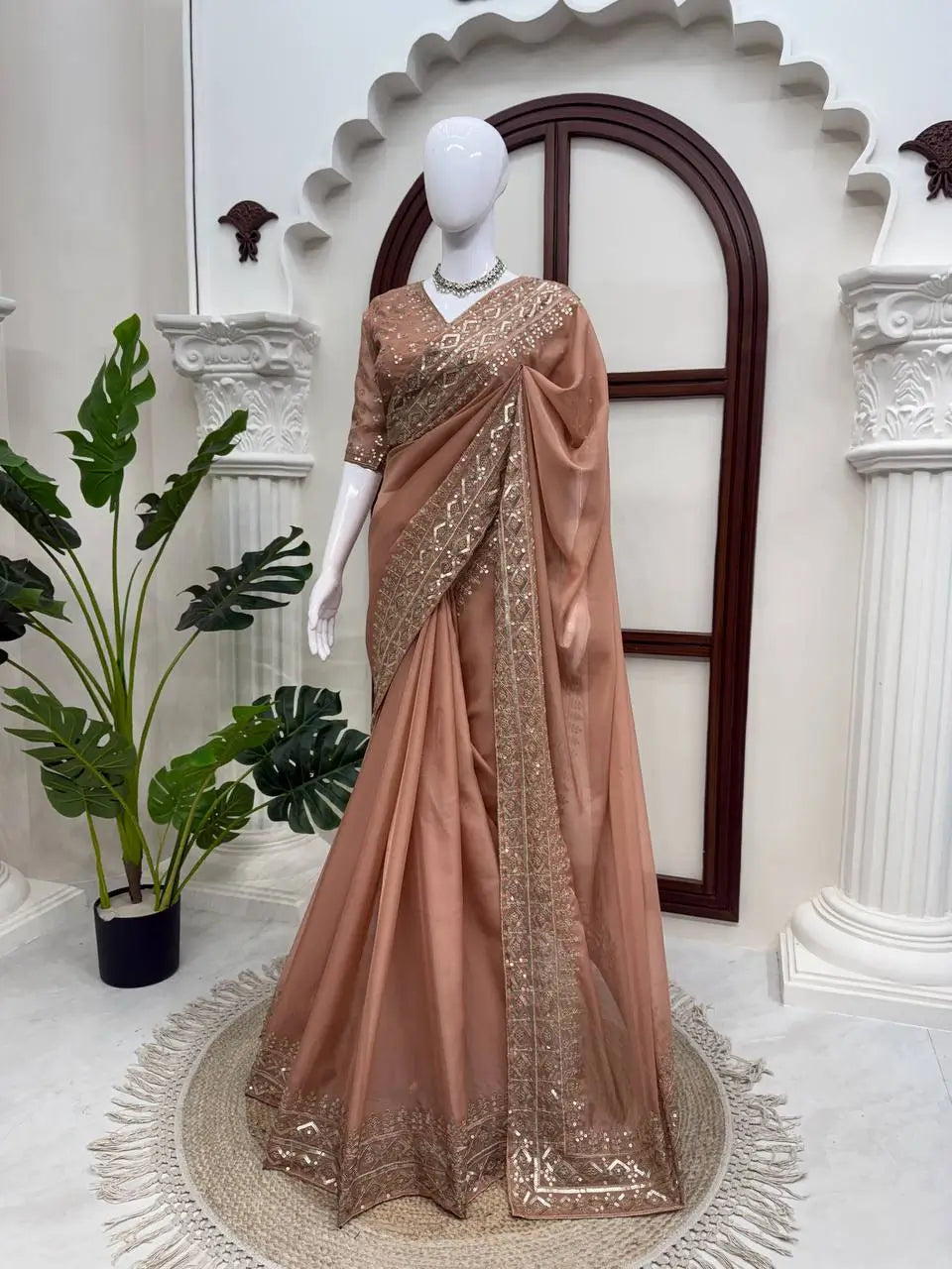 Copper Rose Tibby Saree and Blouse