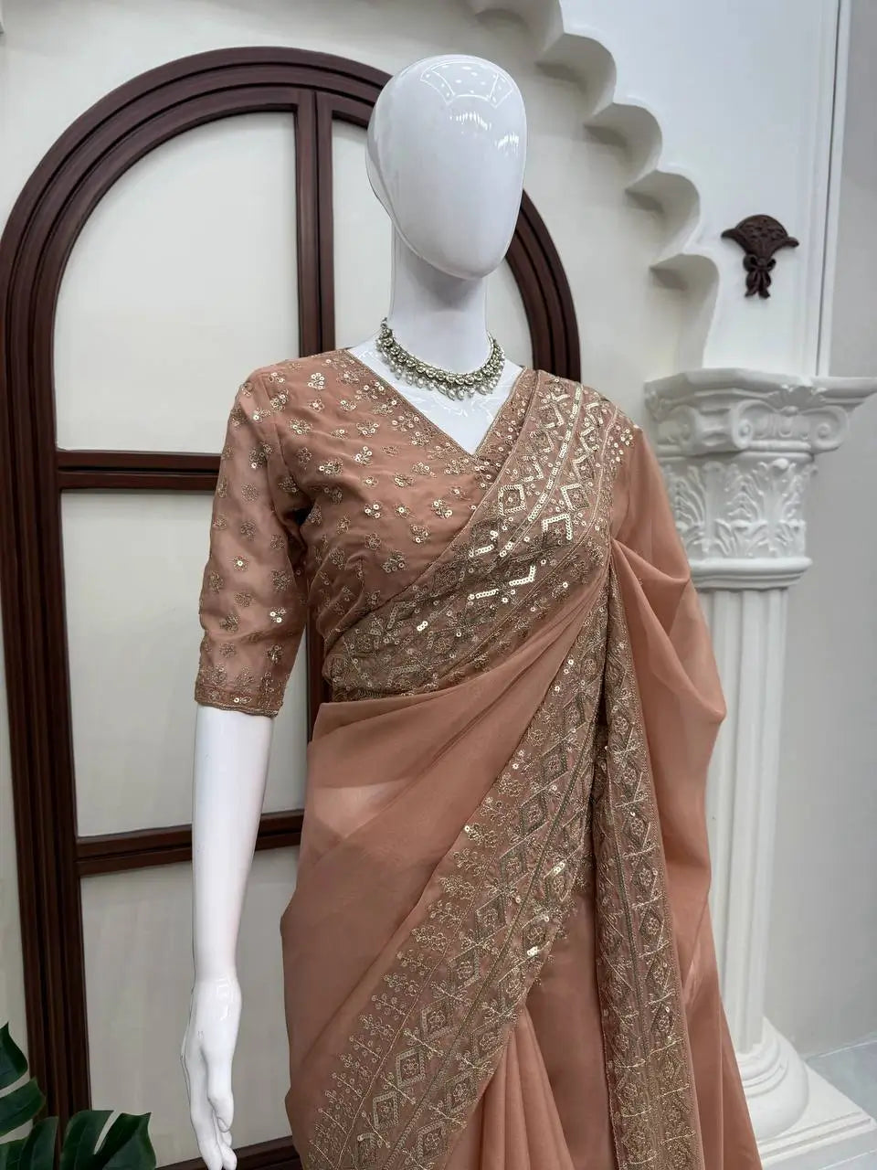 Copper Rose Tibby Saree and Blouse