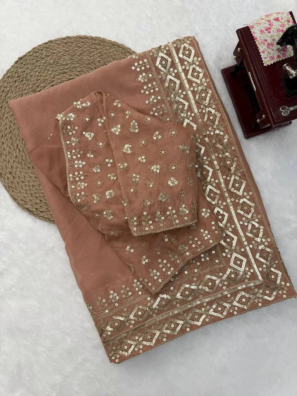 Copper Rose Tibby Saree and Blouse